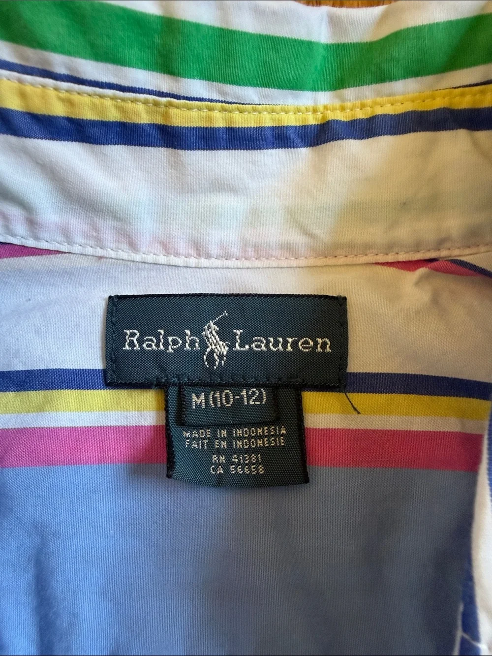 Ralph Lauren Multicolor Vertical Stripe Button-Down Shirt - Blue, White, Green